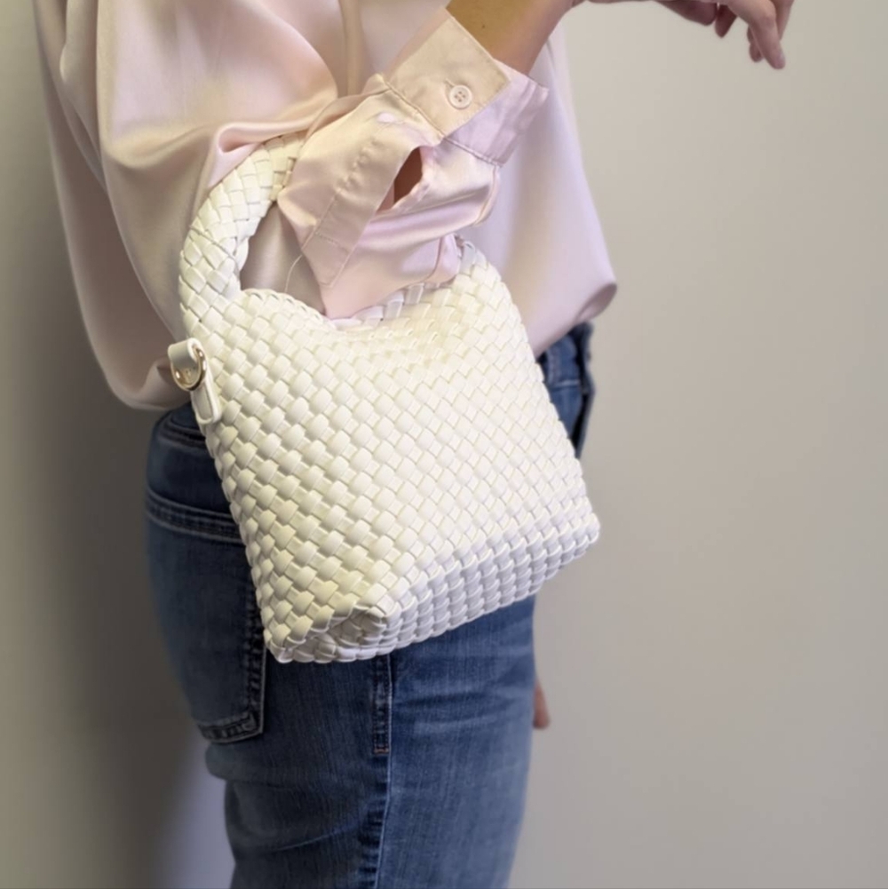 Moda Luxe White Woven Handbag